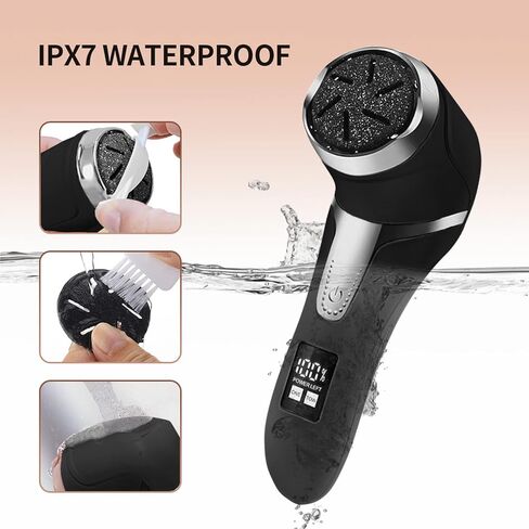 مزيل مسامير القدم الكهربائي مع مكنسة كهربائية، مجموعة ادوات باديكير احترافية مع 3 بكرات وسرعتين وشاشة LCD، للعناية بالقدم للبشرة الميتة in Kuwait