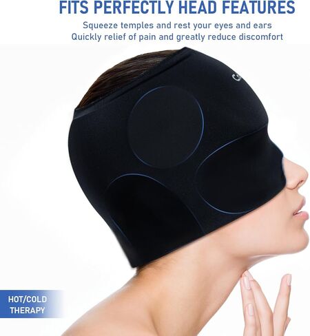 غطاء تخفيف الصداع النصفي من ColdTherpy، غطاء علاج ساخن وبارد، قبعة تخفيف الصداع للصداع النصفي، غلاف رأس جل الثلج عديم الرائحة، قناع حزمة باردة لغطاء الصداع، ضغط بارد هدية تخفيف الصداع النصفي للتوتر in Kuwait