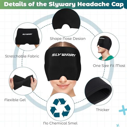slywary الصداع النصفي قبعة الإغاثة، قبعة الصداع الصداع النصفي قبعة الإغاثة، العلاج الساخن والبارد الصداع النصفي قبعة الجليد رئيس التفاف قبعة للتوتر، الجيوب الأنفية، وتخفيف التوتر in Kuwait