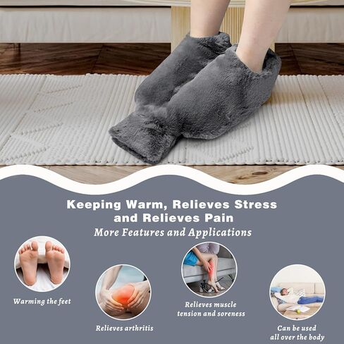 زجاجة ماء ساخن كبيرة للأقدام 2 لتر | زجاجة مياه ساخنة مطاطية لتخفيف الآلام والرقبة والكتفين وتدفئة القدم وآلام الدورة الشهرية والعلاج الساخن والبارد | كيس ماء ساخن خالٍ من مادة Bpa للرجال والنساء in Kuwait