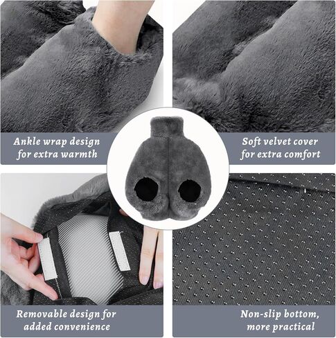 زجاجة ماء ساخن كبيرة للأقدام 2 لتر | زجاجة مياه ساخنة مطاطية لتخفيف الآلام والرقبة والكتفين وتدفئة القدم وآلام الدورة الشهرية والعلاج الساخن والبارد | كيس ماء ساخن خالٍ من مادة Bpa للرجال والنساء in Kuwait