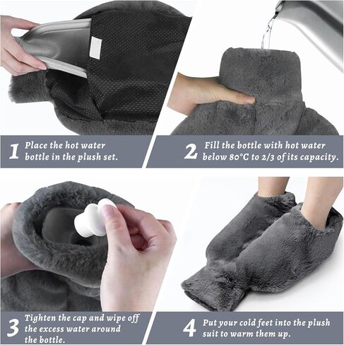 زجاجة ماء ساخن كبيرة للأقدام 2 لتر | زجاجة مياه ساخنة مطاطية لتخفيف الآلام والرقبة والكتفين وتدفئة القدم وآلام الدورة الشهرية والعلاج الساخن والبارد | كيس ماء ساخن خالٍ من مادة Bpa للرجال والنساء in Kuwait
