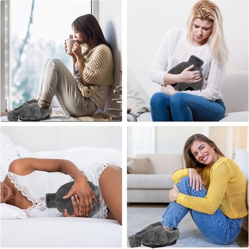 زجاجة ماء ساخن كبيرة للأقدام 2 لتر | زجاجة مياه ساخنة مطاطية لتخفيف الآلام والرقبة والكتفين وتدفئة القدم وآلام الدورة الشهرية والعلاج الساخن والبارد | كيس ماء ساخن خالٍ من مادة Bpa للرجال والنساء in Kuwait