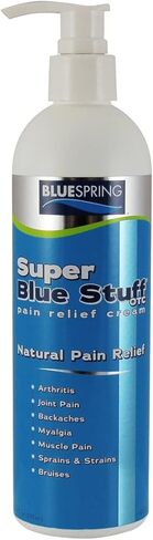 Super Blue Stuff OTC 12-oz. Pump Bottle - Natural, Made in USA, Paraben-free, Works in As Little As 5 Minutes for Joint/Muscle Pain, Backaches, Sprains/Strains, Bruises & Arthritis by Blue Spring in Saudi Arabia