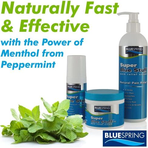 Super Blue Stuff OTC 12-oz. Pump Bottle - Natural, Made in USA, Paraben-free, Works in As Little As 5 Minutes for Joint/Muscle Pain, Backaches, Sprains/Strains, Bruises & Arthritis by Blue Spring in Saudi Arabia