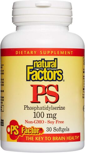 Natural Factors, فوسفاتيديل سيرين، دعم الذاكرة والتركيز ووظائف الدماغ، خالي من الصويا والغلوتين، 120 كبسولة هلامية in Kuwait