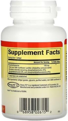 Natural Factors, فوسفاتيديل سيرين، دعم الذاكرة والتركيز ووظائف الدماغ، خالي من الصويا والغلوتين، 120 كبسولة هلامية in Kuwait