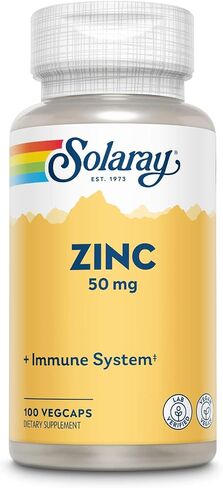 Solaray الزنك 50 ملغ من الأحماض الأمينية المخلبة مع بذور اليقطين، دعم الصحة المناعية والخلوية، متوفر بيولوجيًا، 100 كبسولة نباتية in Saudi Arabia