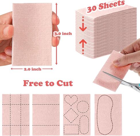 30 ورقة من شريط مولسكين لجلد الخلد اللاصق للقدم، بطانة لاصقة لمنع البثور والبثور للاحذية والمشي لمسافات طويلة وتقليل الاحتكاك والالم والوبر in Kuwait