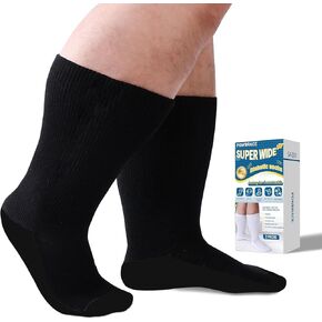 جوارب Powbrace واسعة لمرضى السكري للرجال والنساء بالإضافة إلى الحجم، جوارب الوذمة اللمفية، جوارب لتورم القدمين والكاحلين، جوارب الوذمة، جوارب فضفاضة، جوارب غير ملزمة، جوارب لعلاج السمنة، جوارب مصبوبة بالمستشفى