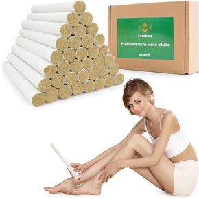 HORLORFE 36 PCS/Box Premium Moxa Sticks for Moxibustion, Moxibustion Sticks, Mugwort, Moxa Rolls, 艾灸, 艾条, English and Chinese Guide, Gift Ready in Saudi Arabia