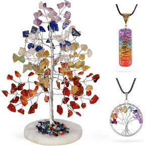 Seven Chakra Tree - Gemstone Tree - Feng Shui Crystal - Crystal Tree for Positive Energy - Gifts for Spiritual People - Crystal Decor - Chakra Crystals