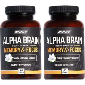 ONNIT Alpha Brain (360ct) - Premium Nootropic Brain Supplement - Focus, Concentration & Memory - Alpha GPC, L Theanine & Bacopa Monnieri in Kuwait