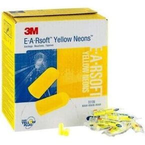 3M Ear Plugs, 200 Pairs/Box, E-A-Rsoft Yellow Neons 312-1250, Uncorded, Disposable, Foam, NRR 33, Drilling, Grinding, Machining, Sawing, Sanding, Welding, 1 Pair/Poly Bag in Saudi Arabia