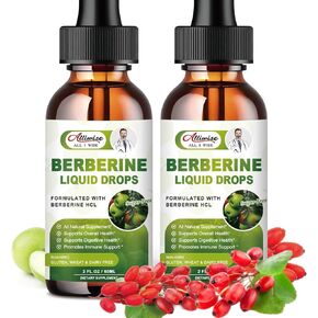 Organic Berberine Supplement Liquid Drops - Premium Berberine HCL 1500mg with Pure Ceylon Cinnamon-7 in 1 Natural Ingredients - Supports Immune System & Digestive System-2 Fl Oz in Kuwait