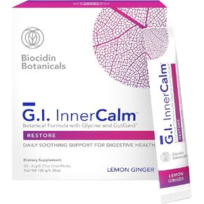 GI InnerCalm من Biocidin - مشروب صحي يومي مهدئ للأمعاء مع GutGard DGL، بلسم الليمون، الجلايسين، جذر الزنجبيل - يدعم سلامة بطانة المعدة، ويساعد على إدارة الانتفاخ العرضي (30 عبوة عصا) in Kuwait