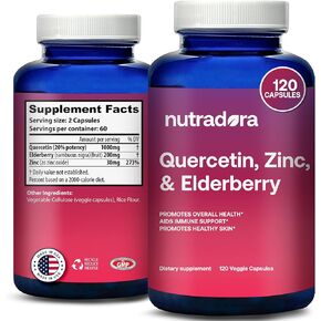 كبسولات نباتية من نوترادورا كيرسيتين 1000 ملغ لكل جرعة مع مكملات كيرسيتين البلسان والزنك تدعم صحة المناعة وصحة القلب والأوعية الدموية وصحة الجهاز التنفسي، 120 كبسولة (عبوة من 1) in Kuwait
