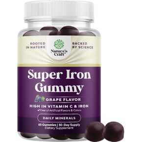 Delicious Iron Gummies for Women and Men - High Strength 45mg Gentle Gummy Iron Supplement for Women and Men with Vitamin C for Higher Absorption - Vegan Non Iron Tasting Daily Chewable Iron Gummy