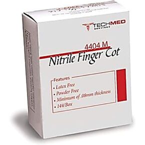 Dukal TEC 4404XL Tech-Med Nitrile Finger Cot, X-Large, 0.08 mm Thickness (Pack of 144)