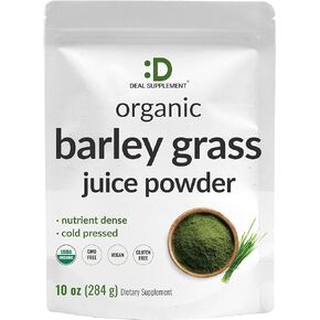DEAL SUPPLEMENT Sustainably US Grown, Organic Barley Grass Juice Powder, 10oz – Raw Cold Pressed Source – Greens Superfood Booster – Retains Vitamins, Minerals, Antioxidants, & Chlorophyll – Non-GMO in Kuwait