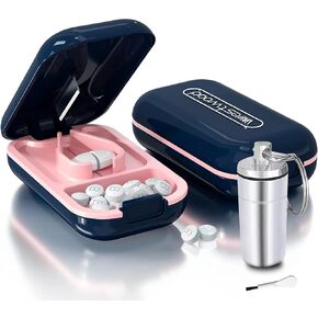 Pill Cutter | Best Pill Cutter for Small or Large Pills | Design in The USA| Cuts Vitamins | Pill Splitter with crystal acrylic pill box in Kuwait
