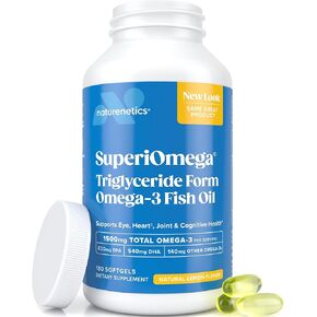Triglyceride Omega 3 Fish Oil for Dry Eyes, Joint, Heart and Brain Health | Dry Eye Supplement | Triglyceride Omega 3 Supplement With High EPA & DHA | Lemon Flavor Omega 3 Fatty Acid Supplements | 180