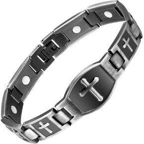 Jecanori Magnetic Bracelets for Men,Titanium Steel Bracelet for Men with Magnets,Adjustable Length with Sizing Tool,Magnetic Field Therapy(Silver) in Saudi Arabia