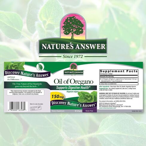 Nature's Answer Oil of Oregano Capsule Softgels, 90-Count | Natural Immune Booster | Promotes Healthy Digestion & Gut Flora in Saudi Arabia