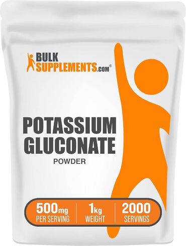 BulkSupplements.com Potassium Gluconate Powder - Potassium Supplement, Potassium Gluconate Supplement, Potassium Powder - Gluten Free, 500mg per Serving (84mg Potassium), 5kg (11 lbs) in Kuwait