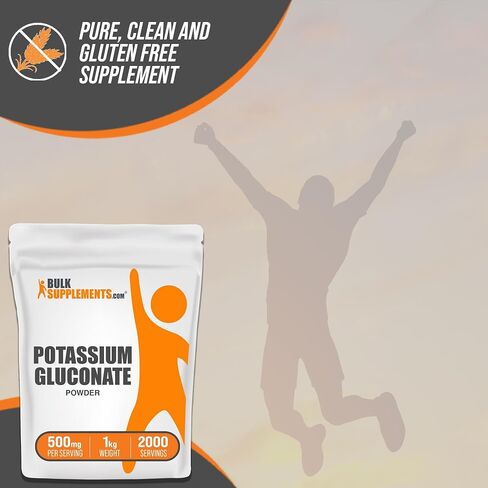 BulkSupplements.com Potassium Gluconate Powder - Potassium Supplement, Potassium Gluconate Supplement, Potassium Powder - Gluten Free, 500mg per Serving (84mg Potassium), 5kg (11 lbs) in Kuwait