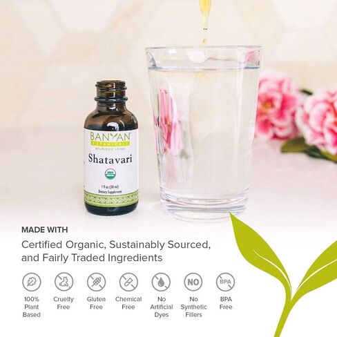 مستخلص بانيان بوتانيكالز شاتافاري السائل - مستخلص جذر شاتافاري العضوي - مهدئ، تبريد، يدعم التجديد، يعزز الطاقة والحيوية* - 1 أونصة سائلة - نباتي غير معدّل وراثيًا من مصادر مستدامة in Kuwait