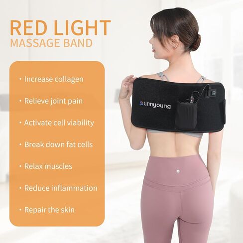 SUNNYOUNG Red Light Therapy Belt, Infrared Light Therapy Wrap Muscle Relaxing Belt with 120 LED Lights for Pain Relief and Inflammation Reduction Gift for Family, Friends, Men and Women in Saudi Arabia