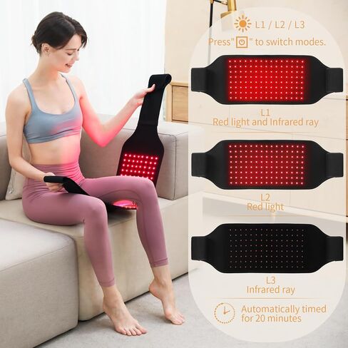 SUNNYOUNG Red Light Therapy Belt, Infrared Light Therapy Wrap Muscle Relaxing Belt with 120 LED Lights for Pain Relief and Inflammation Reduction Gift for Family, Friends, Men and Women in Saudi Arabia