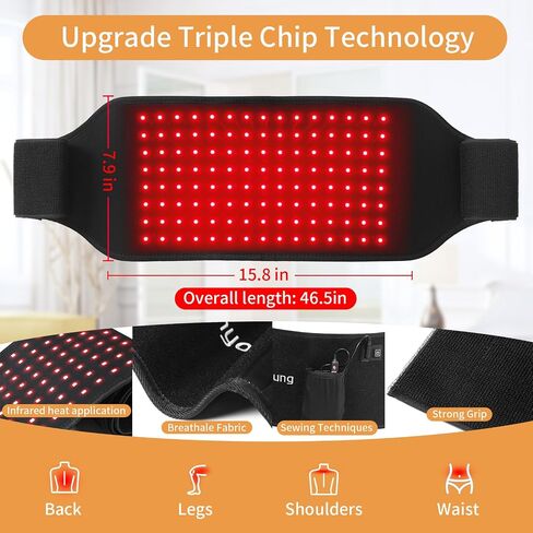 SUNNYOUNG Red Light Therapy Belt, Infrared Light Therapy Wrap Muscle Relaxing Belt with 120 LED Lights for Pain Relief and Inflammation Reduction Gift for Family, Friends, Men and Women in Saudi Arabia