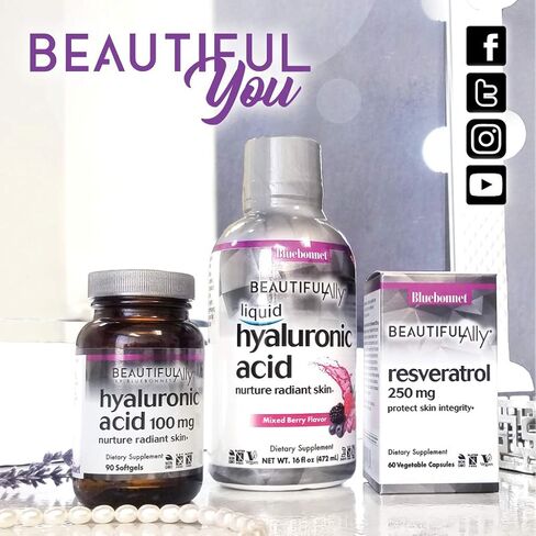 Bluebonnet Nutrition Hyaluronic Acid, Best for Hair, Skin, Nails, Skin Hydration, Beauty Nutrient, Non GMO, Gluten Free, Soy Free, Milk Free, 90 Softgels, 90 Servings in Saudi Arabia