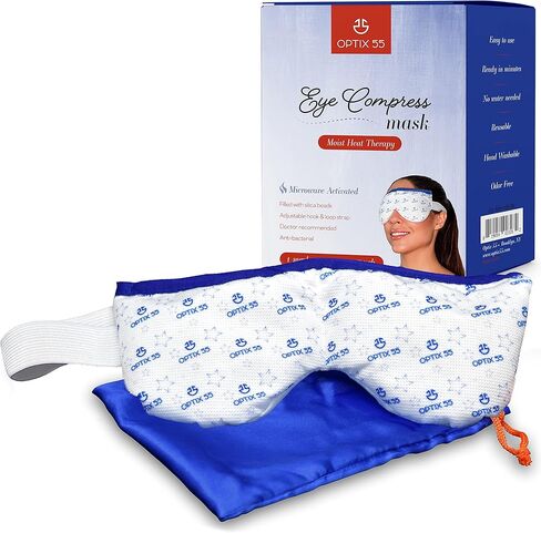 قناع العين للعيون الجافة - وسادة ضغط العين الرطبة القابلة للاستخدام في الميكروويف، جيدة للعين الوردية، التهاب الجفن وعلاج الجروح | فائقة الامتصاص وقابلة للغسل وقابلة لإعادة الاستخدام مع جراب تخزين in Kuwait