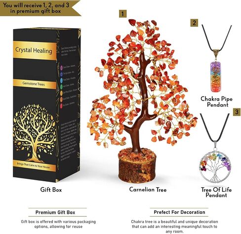 Seven Chakra Tree - Gemstone Tree - Feng Shui Crystal - Crystal Tree for Positive Energy - Gifts for Spiritual People - Crystal Decor - Chakra Crystals in Saudi Arabia