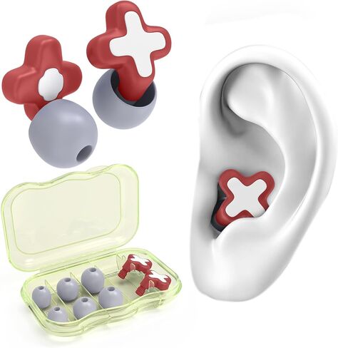 سدادات أذن FNGXX لتقليل الضوضاء، سدادات أذن سيليكون مرنة قابلة لإعادة الاستخدام للنوم والحفلات الموسيقية والدراجات النارية والطائرات وحساسية الضوضاء، ثلاثة أحجام (S/M/L) - إلغاء الضوضاء 35 ديسيبل (أرجواني) in Kuwait