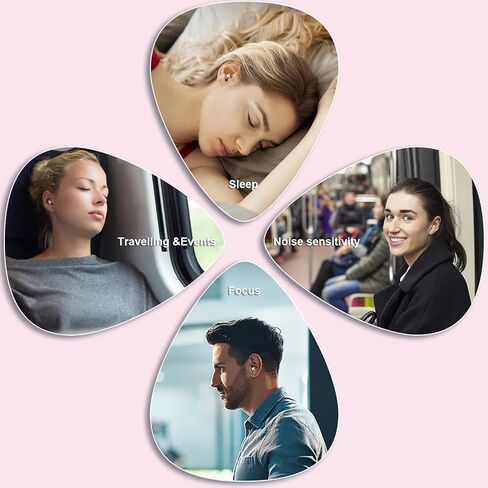 سدادات أذن FNGXX لتقليل الضوضاء، سدادات أذن سيليكون مرنة قابلة لإعادة الاستخدام للنوم والحفلات الموسيقية والدراجات النارية والطائرات وحساسية الضوضاء، ثلاثة أحجام (S/M/L) - إلغاء الضوضاء 35 ديسيبل (أرجواني) in Kuwait