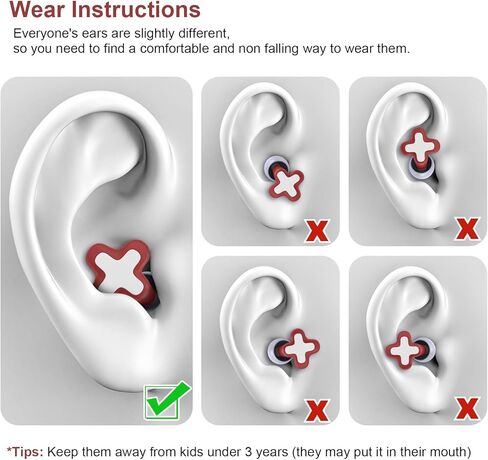 سدادات أذن FNGXX لتقليل الضوضاء، سدادات أذن سيليكون مرنة قابلة لإعادة الاستخدام للنوم والحفلات الموسيقية والدراجات النارية والطائرات وحساسية الضوضاء، ثلاثة أحجام (S/M/L) - إلغاء الضوضاء 35 ديسيبل (أرجواني) in Kuwait