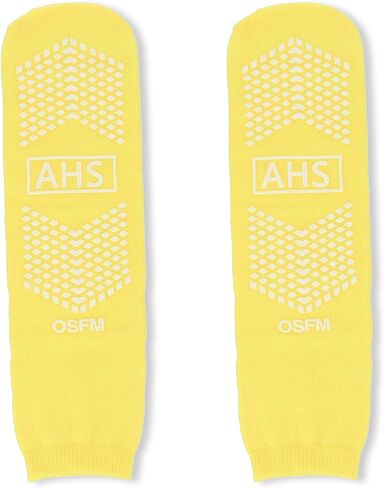AMERICAN HOSPITAL SUPPLY Anti-Slip Hospital Socks Assorted Colors Knit Grip Socks with Elastic Cuff | X-Large | Bariatric (Yellow, Blue, and Gray) 6 Pairs of Grippy Socks in Saudi Arabia