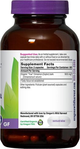 Oregon's Wild Harvest "True Cinnamon (Ceylon) Organic Non-GMO Herbal Supplements -120 Count in Kuwait