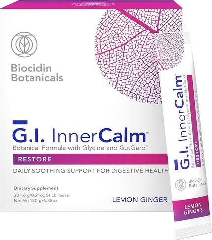 GI InnerCalm من Biocidin - مشروب صحي يومي مهدئ للأمعاء مع GutGard DGL، بلسم الليمون، الجلايسين، جذر الزنجبيل - يدعم سلامة بطانة المعدة، ويساعد على إدارة الانتفاخ العرضي (30 عبوة عصا) in Saudi Arabia
