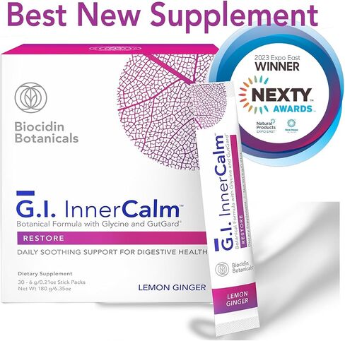 GI InnerCalm من Biocidin - مشروب صحي يومي مهدئ للأمعاء مع GutGard DGL، بلسم الليمون، الجلايسين، جذر الزنجبيل - يدعم سلامة بطانة المعدة، ويساعد على إدارة الانتفاخ العرضي (30 عبوة عصا) in Saudi Arabia