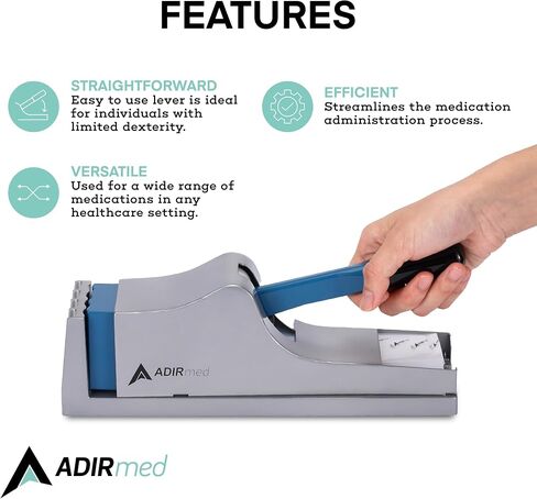 كسارة حبوب AdirMed - تحويل الأدوية إلى شكل مسحوق بسهولة - كسارة طبية محمولة خفيفة الوزن - مثالية للمحترفين الطبيين والمستخدمين في المنزل (فضي) in Kuwait