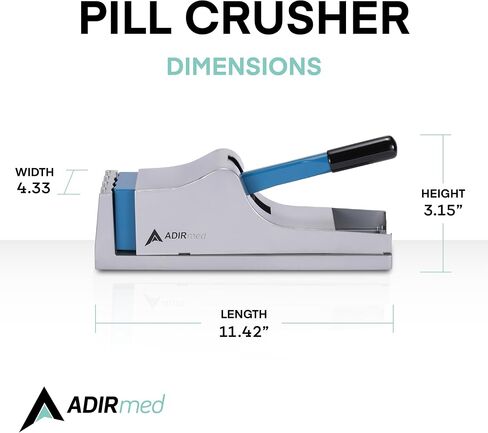 كسارة حبوب AdirMed - تحويل الأدوية إلى شكل مسحوق بسهولة - كسارة طبية محمولة خفيفة الوزن - مثالية للمحترفين الطبيين والمستخدمين في المنزل (فضي) in Kuwait