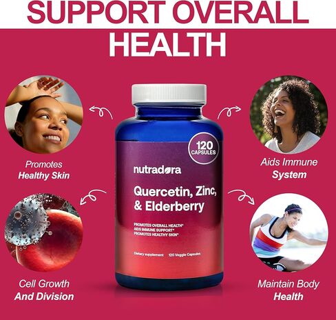 كبسولات نباتية من نوترادورا كيرسيتين 1000 ملغ لكل جرعة مع مكملات كيرسيتين البلسان والزنك تدعم صحة المناعة وصحة القلب والأوعية الدموية وصحة الجهاز التنفسي، 120 كبسولة (عبوة من 1) in Kuwait