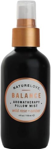 Nature Love Balance Aromatherapy Pillow Mist - Calming Aromatic Essential Oil Blend | Soothing & Relaxing | Pillow Mist or Room Air Freshener | Wild Rose + Amber (4 oz) Black in Kuwait