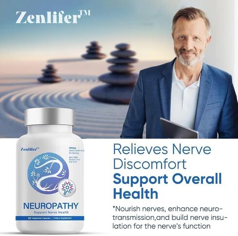 120 كبسولة من Zenlifer لتخفيف آلام الاعتلال العصبي وصحة الأعصاب، مزيج غذائي مع 600 مجم من حمض ألفا ليبويك-بنفوتيامين، محيطي، أصابع اليد والساقين، أفضل فيتامينات متجددة طبيعية ذات قوة قصوى in Kuwait