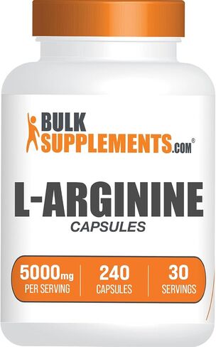 BULKSUPPLEMENTS.COM L-Arginine 5000mg Capsules - Arginine Supplement, Nitric Oxide Supplement, L Arginine Capsules - Nitric Oxide Pills, Gluten Free - 8 Capsules per Serving, 240 Capsules in Saudi Arabia